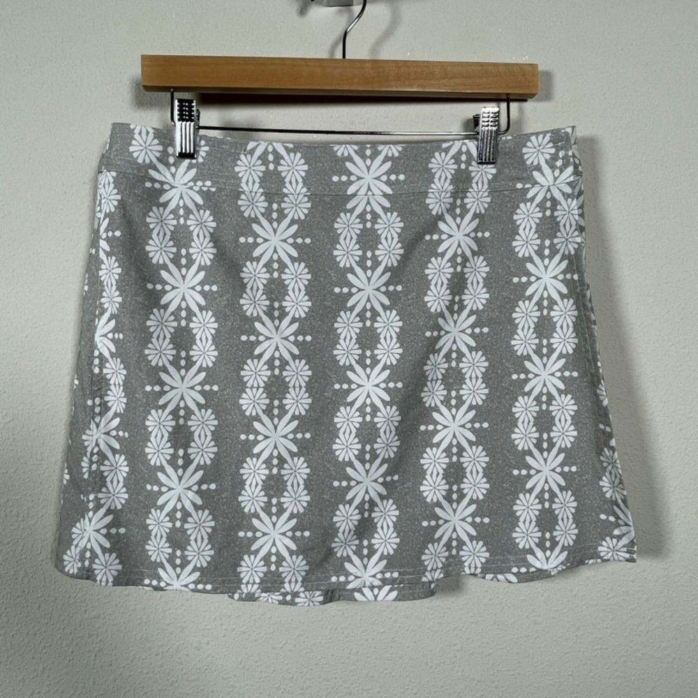 RipSkirt Hawaii Skort Womens L Gray Travel Floral Resort Wrap Adjustable Coastal